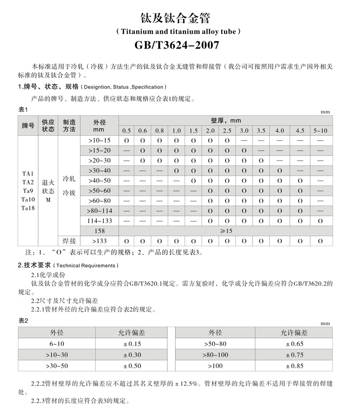 钛及钛合金管GB/T3624-2007